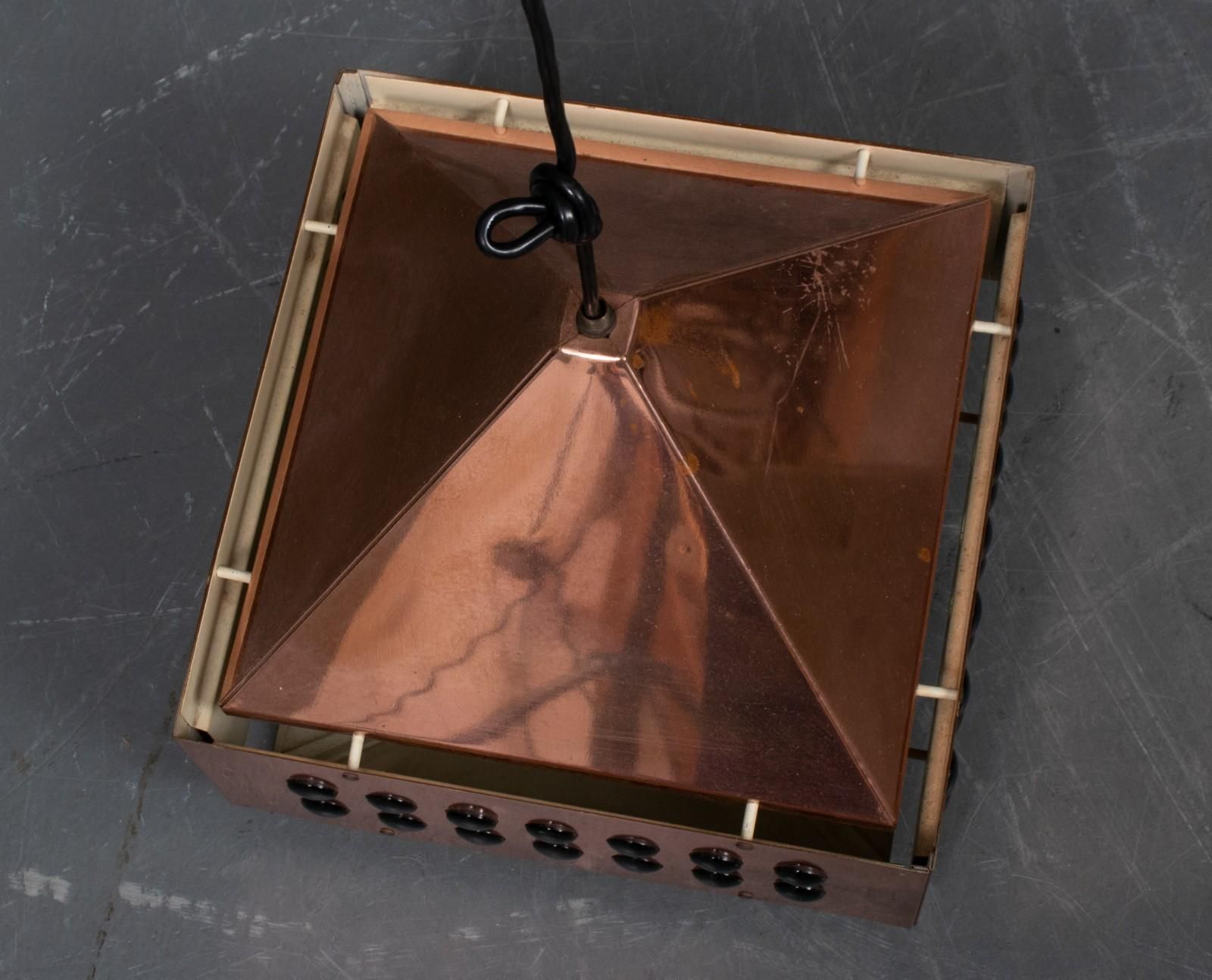 Copper Square Green Glass Hanging Lamp By Hans Agne Jakobsson Ed. Markaryd 1960s photo buy