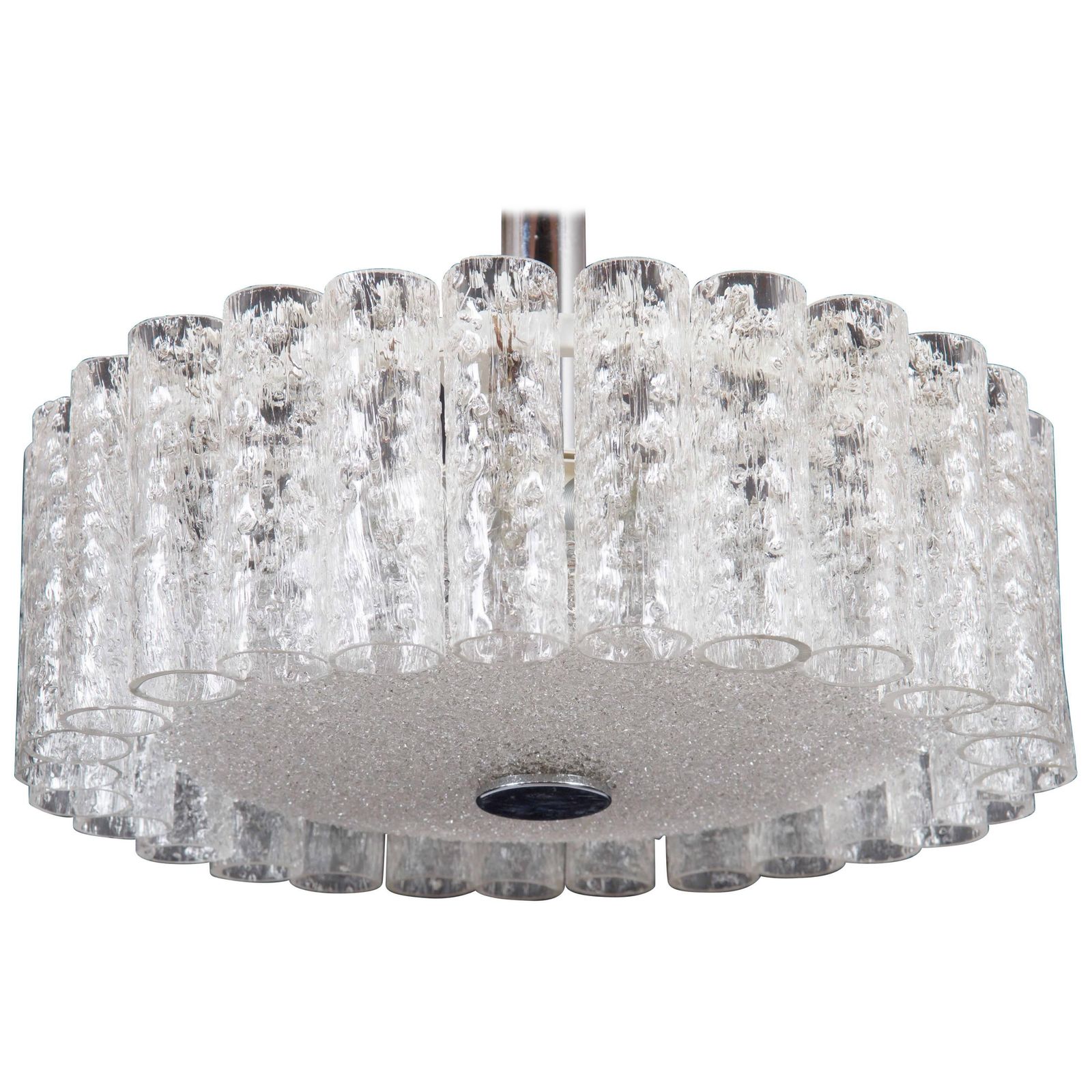 Elegant German Mid Century Doria Textured Glass Chandelier