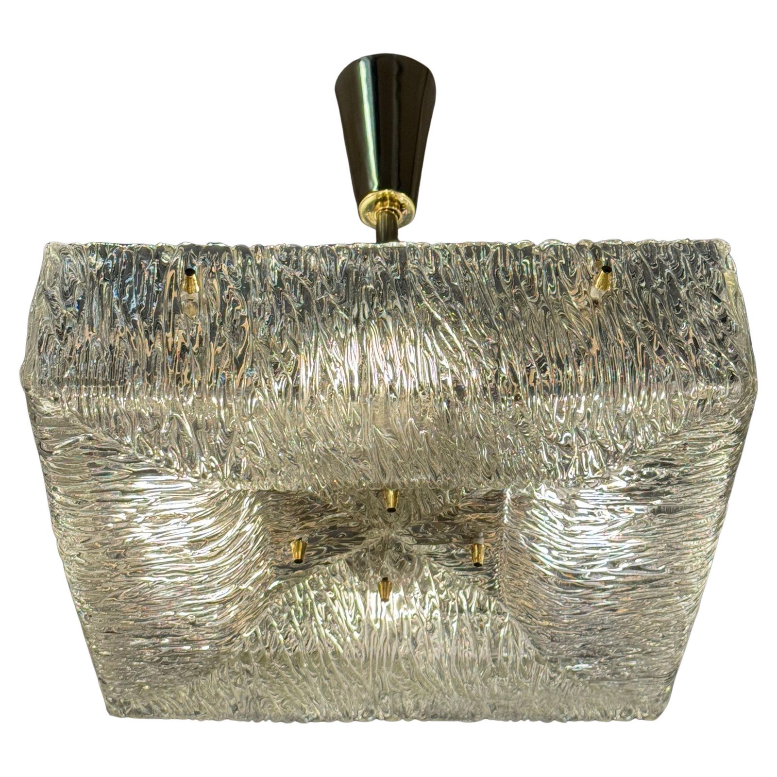 Square Kalmar Chandelier With Textured Glass