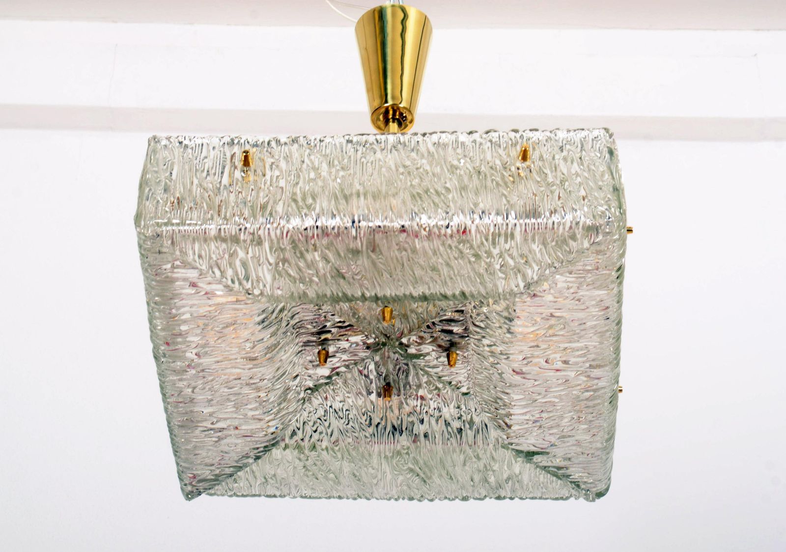 Square Kalmar Chandelier With Textured Glass photo Lighting