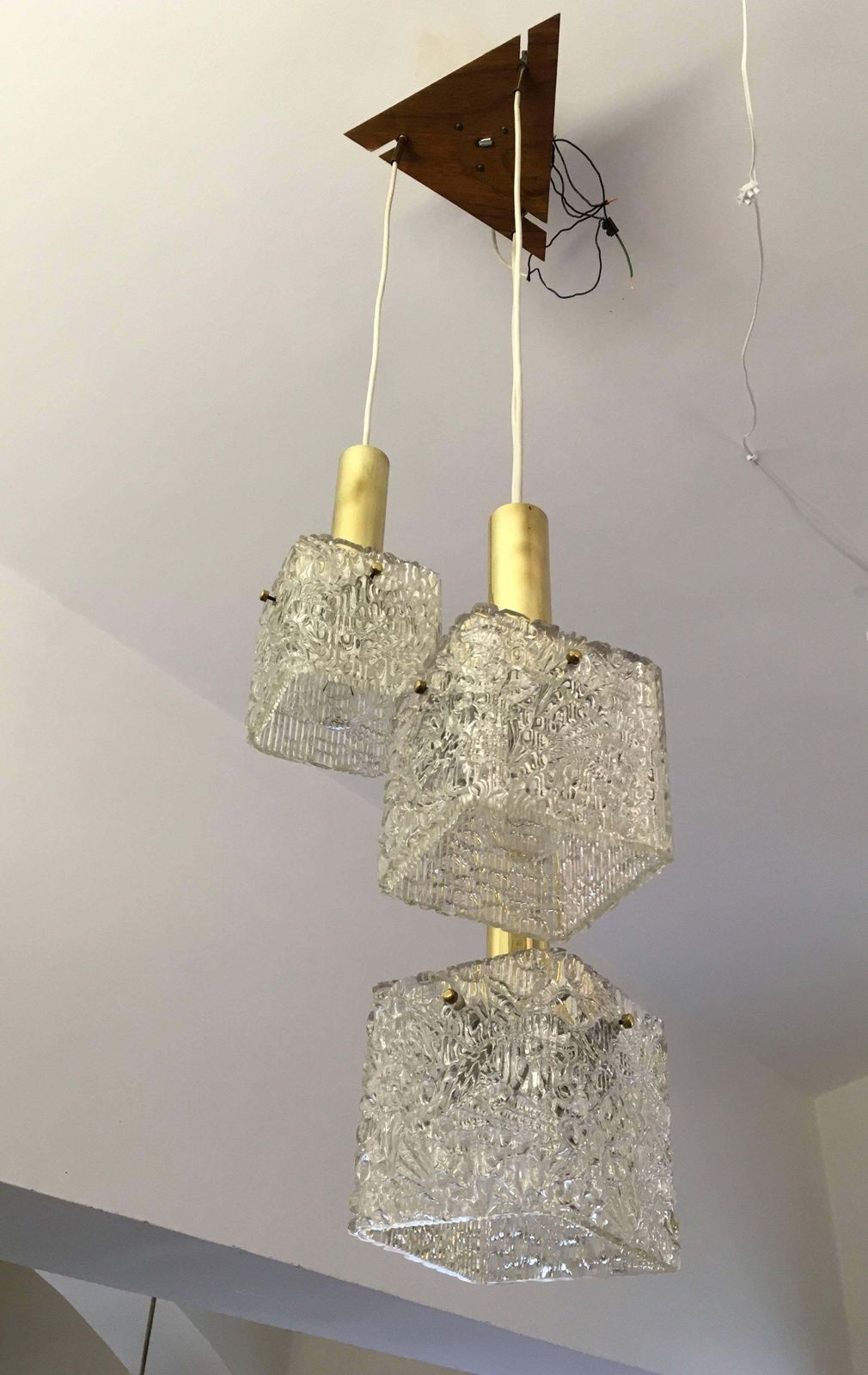 Cascading Textured Glass And Brass Chandelier By J.T. Kalmar photo furniture