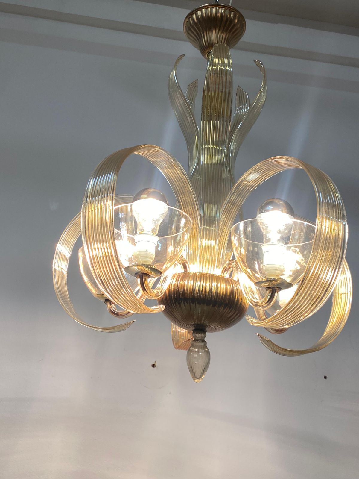 photo vinterior Vintage Bohemian Hand Blown Glass Chandelier