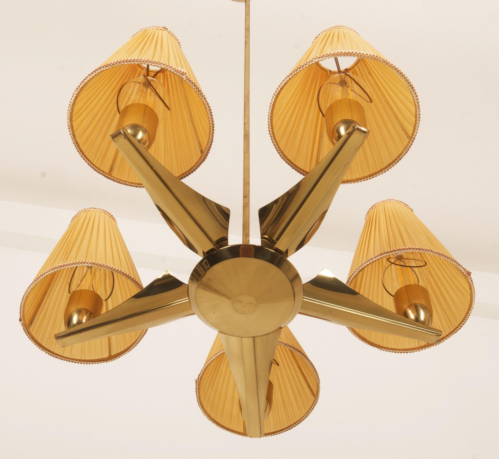 Midcentury Brass Chandelier By Rupert Nikoll photo Lighting