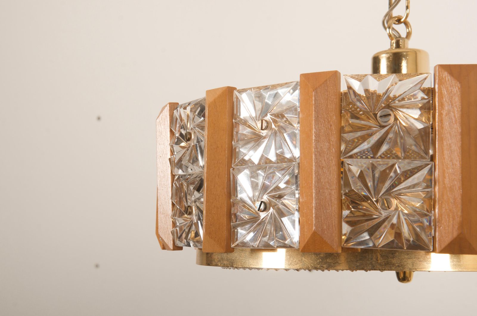 photo furniture Carl Fagerlund For Orrefors Glass, Brass And Teak Chandelier