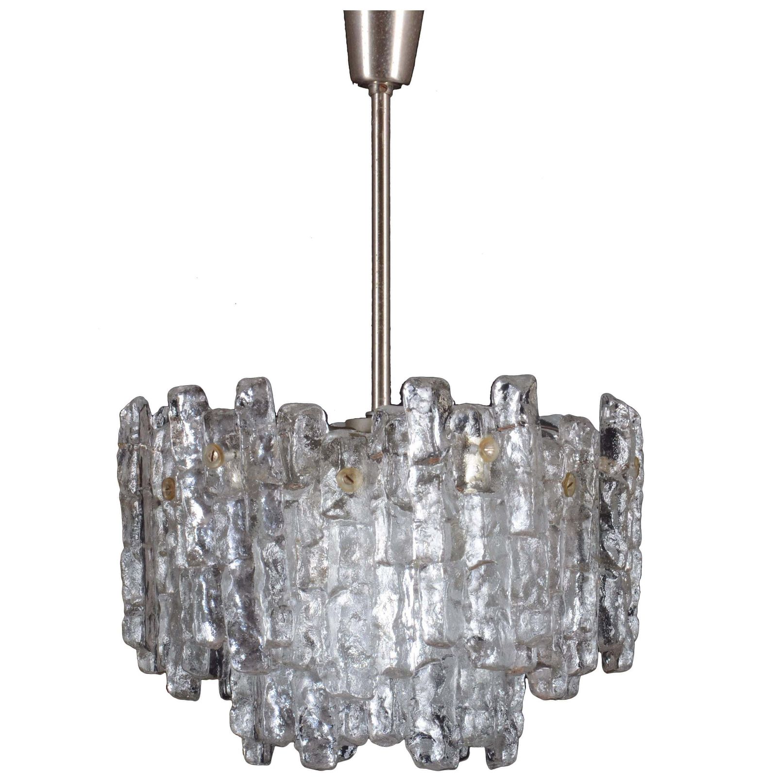 Beautiful Mid Century Kalmar Ice Glass Chandelier