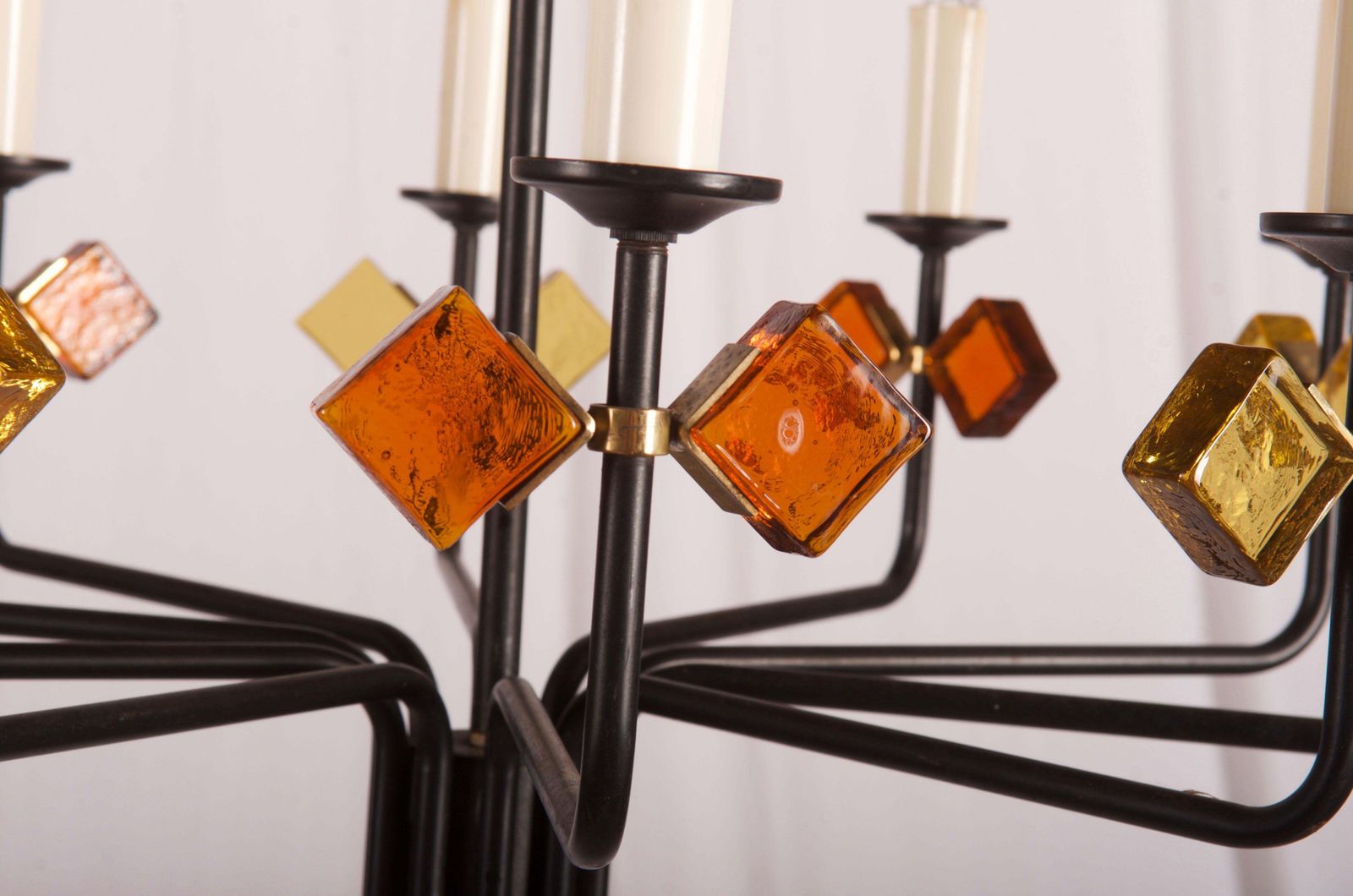 Scandinavian Glass & Iron Chandelier By Svend Aage Holm Sorensen photo 3005.0
