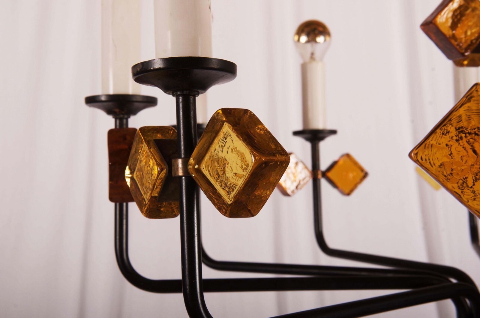 photo furniture Scandinavian Glass And Iron Chandelier By Svend Aage Holm Sorensen