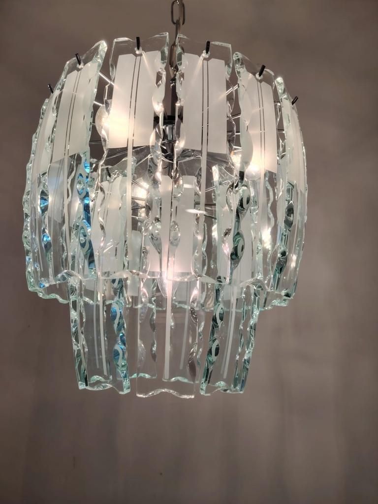 Art Glass Chandelier By Zero Quattro For Fontana Arte photo for sale