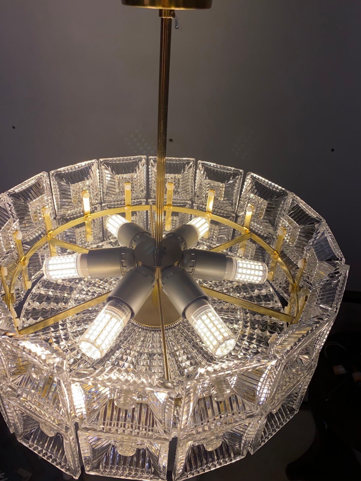 photo vintage Chandelier By Carl Fagerlund For Orrefors Glassworks