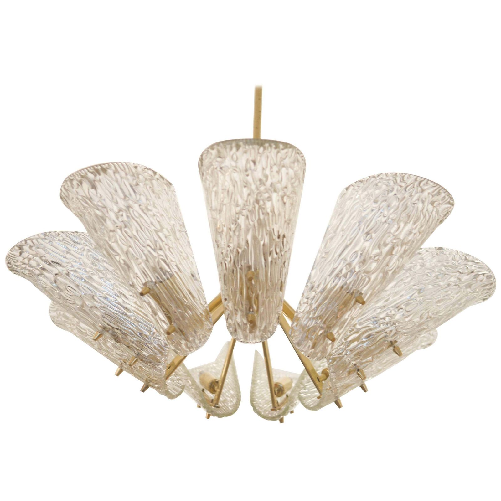 Beautiful Large Chandelier With Textured Glass By Kalmar