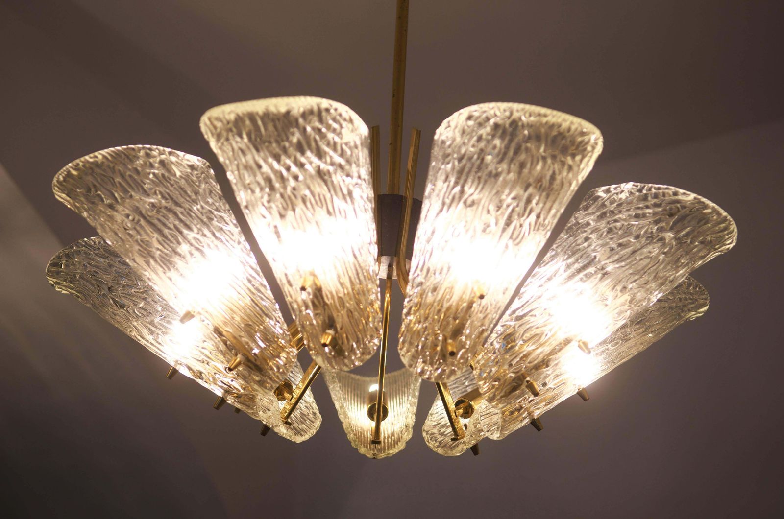 Beautiful Large Chandelier With Textured Glass By Kalmar photo vinterior