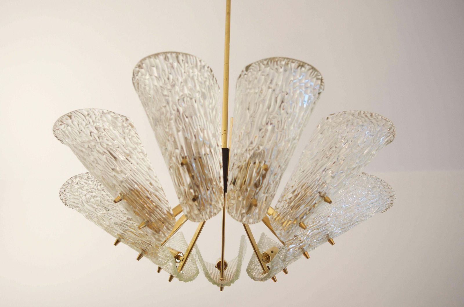 photo for sale Beautiful Large Chandelier With Textured Glass By Kalmar