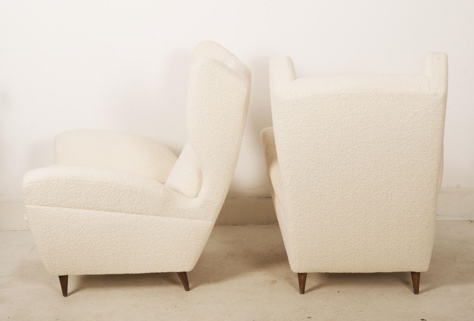 Lounge Or Wingback Chairs In Cream Bouclé By Melchiorre Bega photo 12283.0