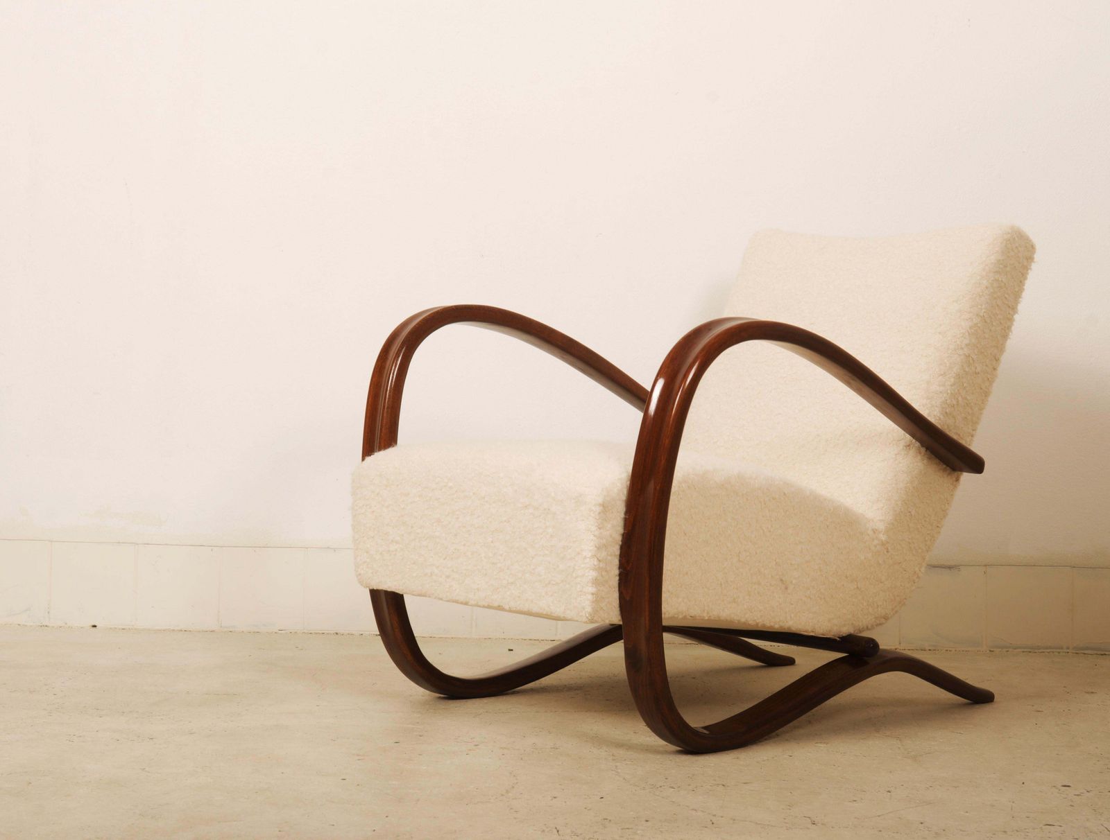 photo buy Art Deco Thonet H269 Armchair By Jindrich Halabala Bouclé Fabric
