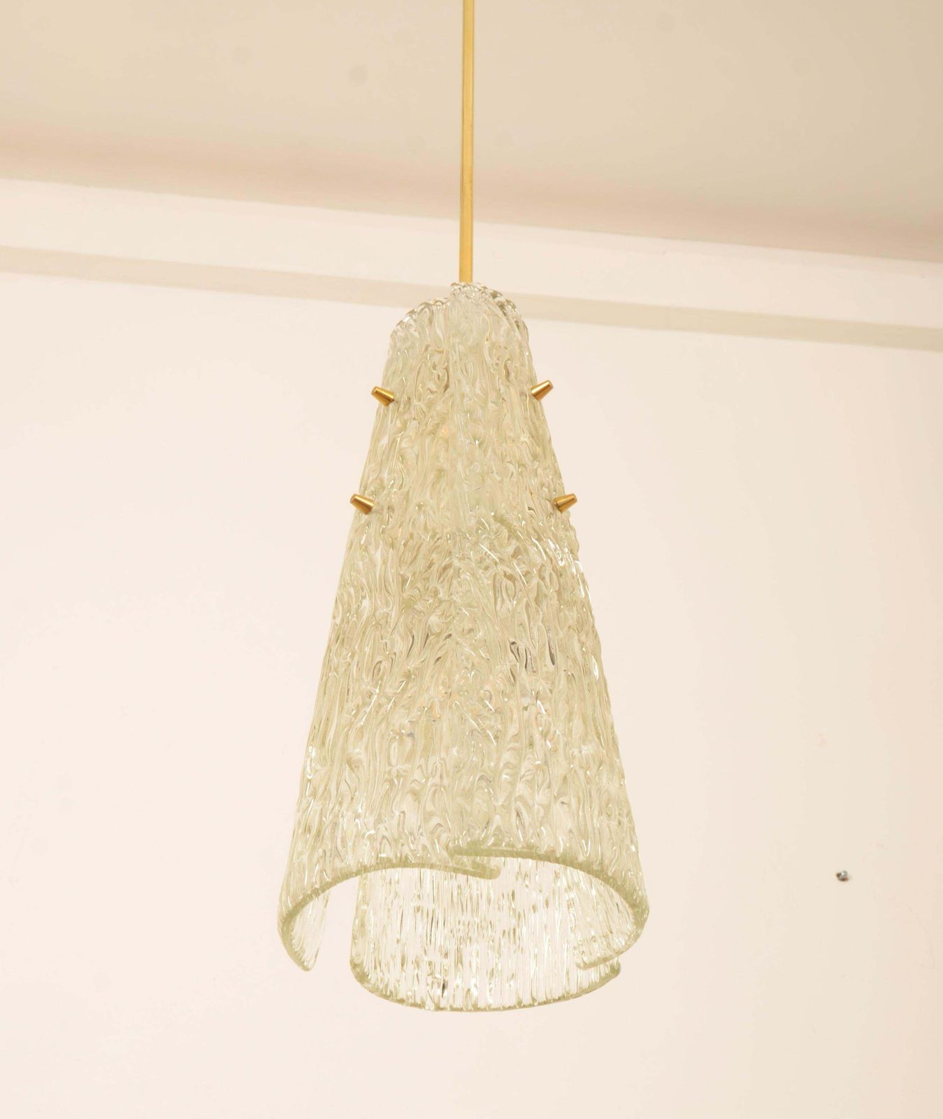 1143.0 Mid Century J.T. Kalmar Kristal Gestructureerd Glas Hanglamp photo
