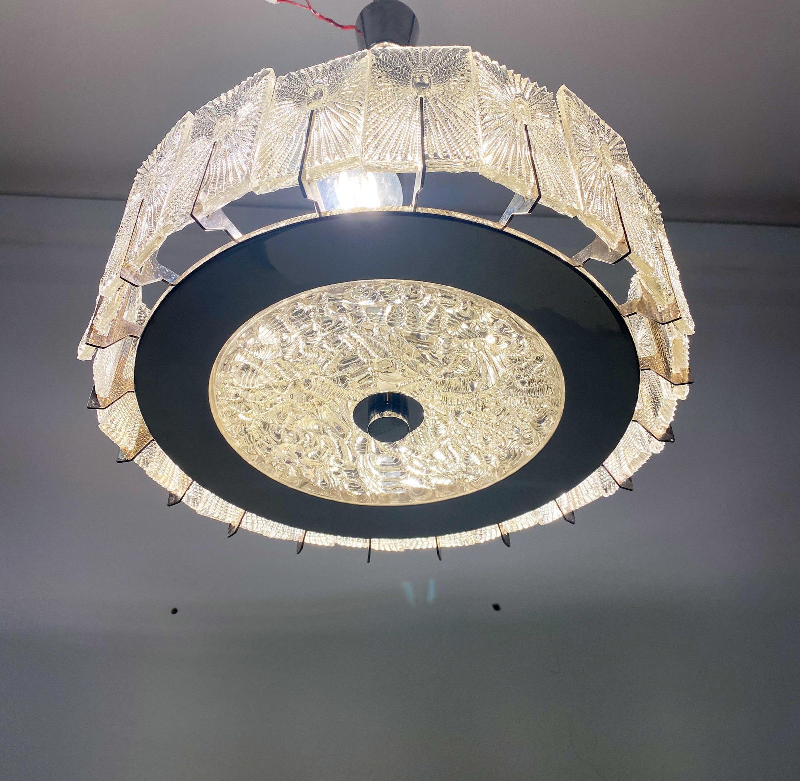 photo for sale Textured Glass Chandelier By Rupert Nikoll