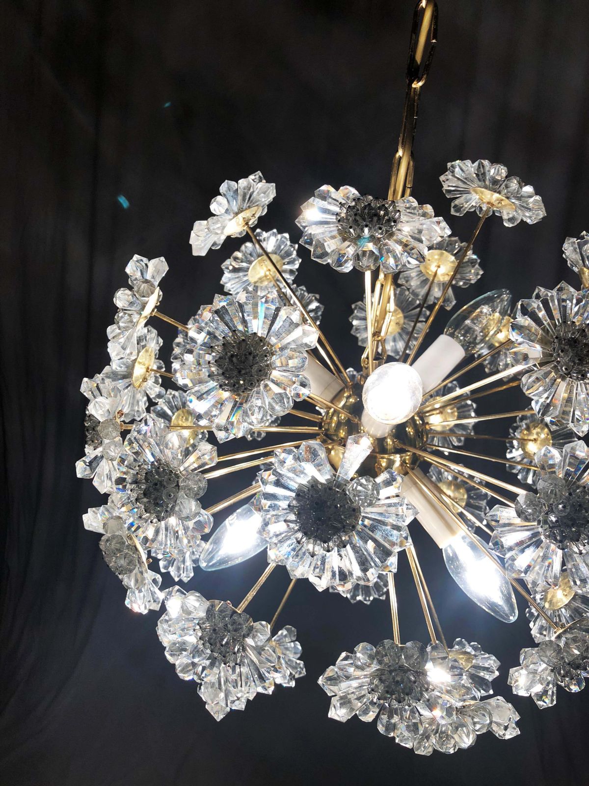 Stunning Sputnik Chandelier With Crystal Flowers photo furniture