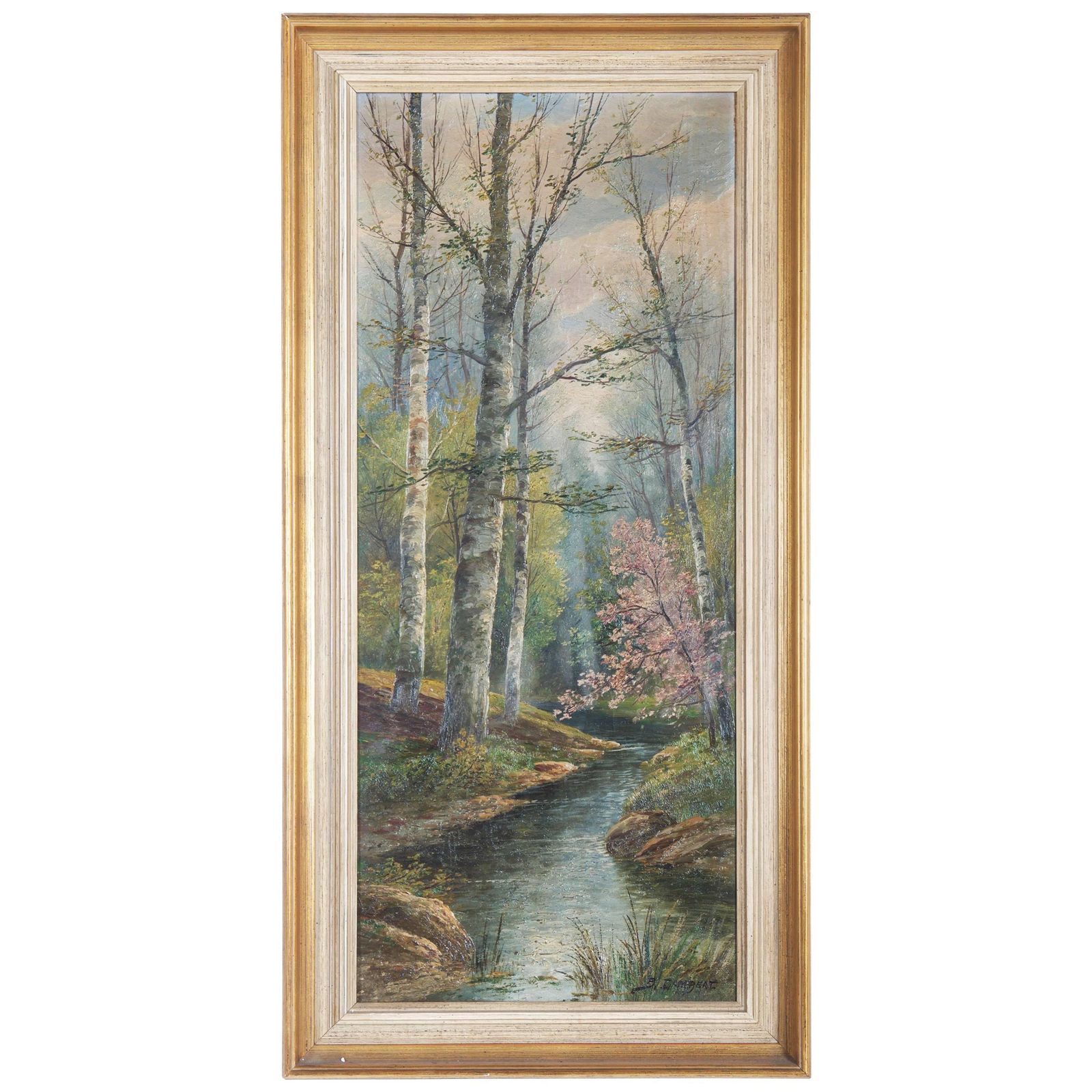 Oil Painting By B. Lambert / K. Kaufman Autumn Landscape With River
