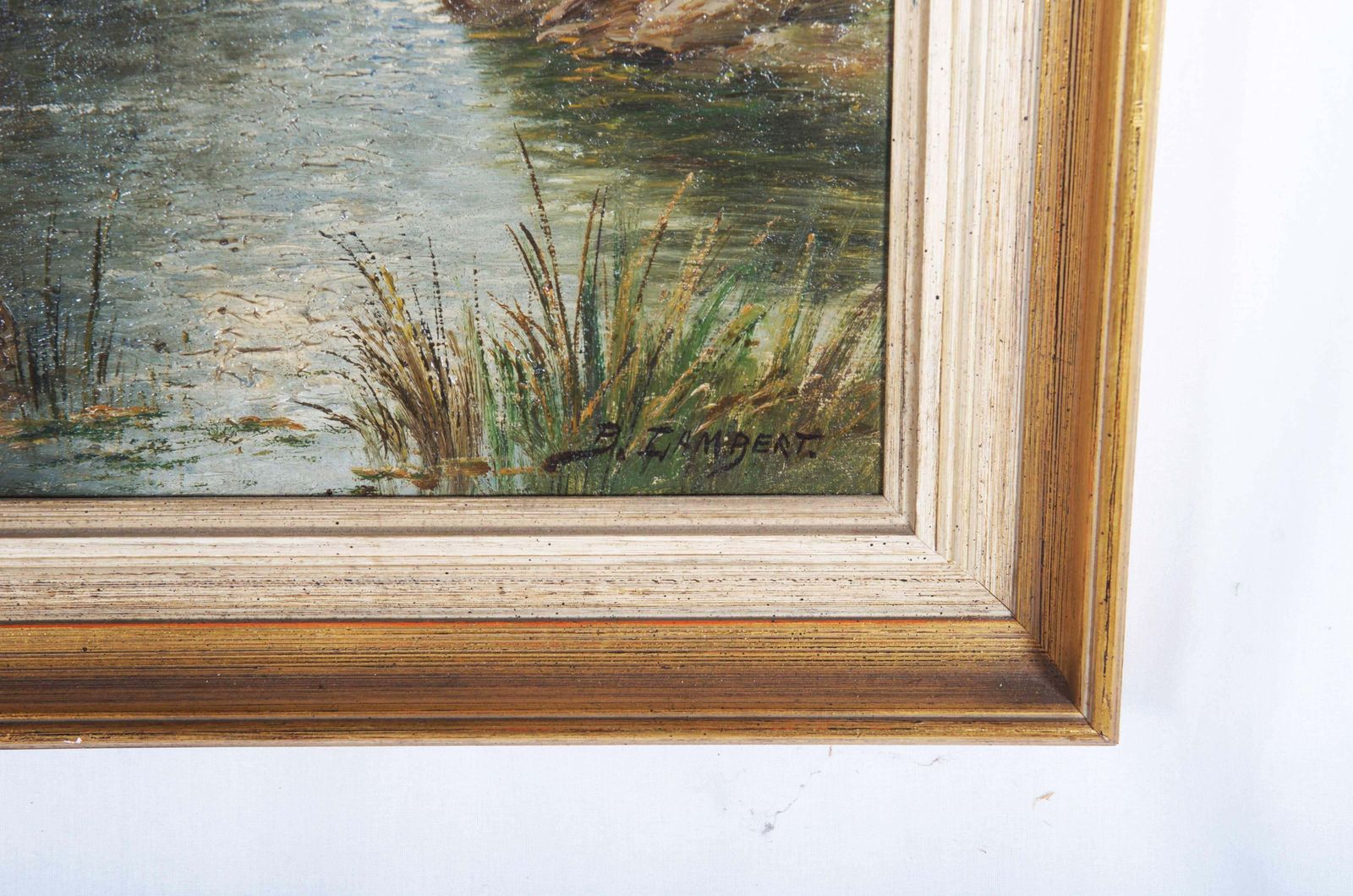 Oil Painting By B. Lambert / K. Kaufman Autumn Landscape With River photo for sale