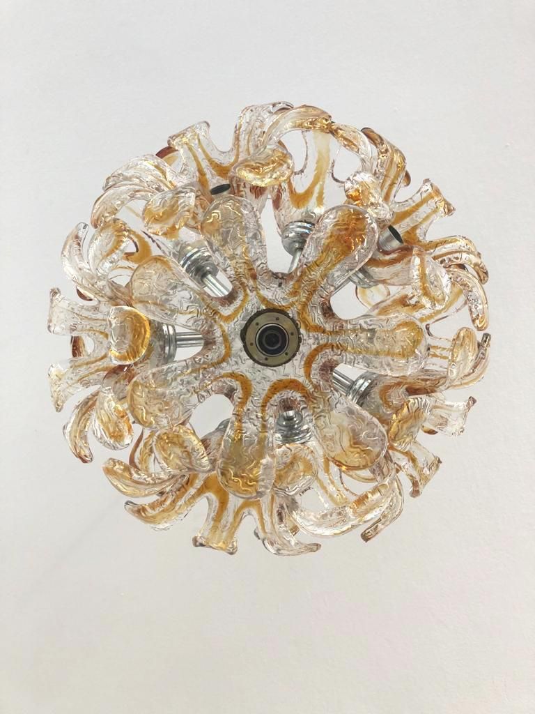 Italian Murano Amber Sputnik Chandelier By Mazzega photo furniture