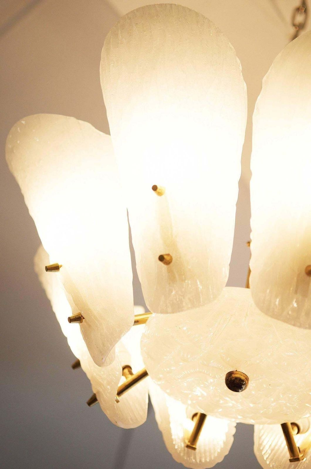 Original Kalmar Milk Ice Glass Chandelier From 1950s photo Lighting