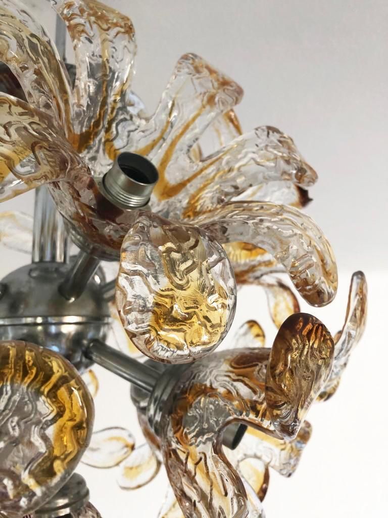 Italian Murano Amber Sputnik Chandelier By Mazzega photo vinterior