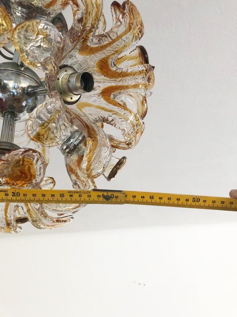 Italian Murano Amber Sputnik Chandelier By Mazzega photo buy