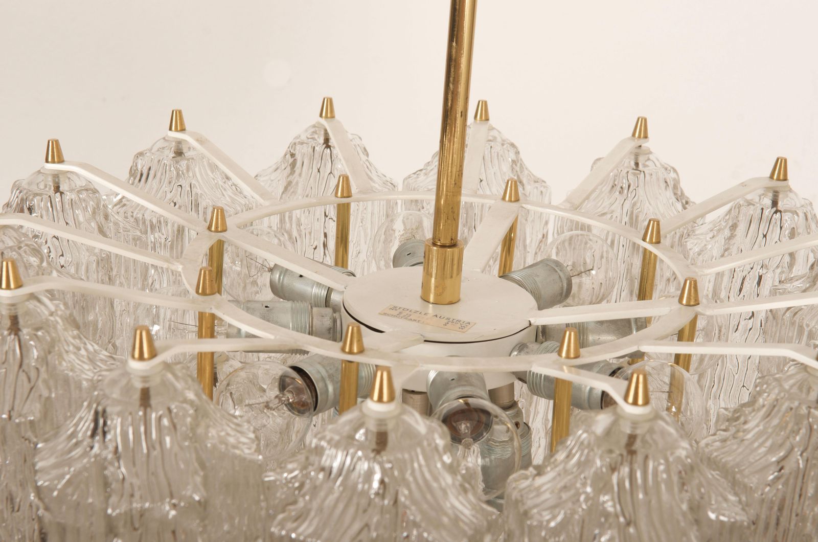 Mid Century Ice Glass Chandelier By Stoelzle Austria photo vinterior