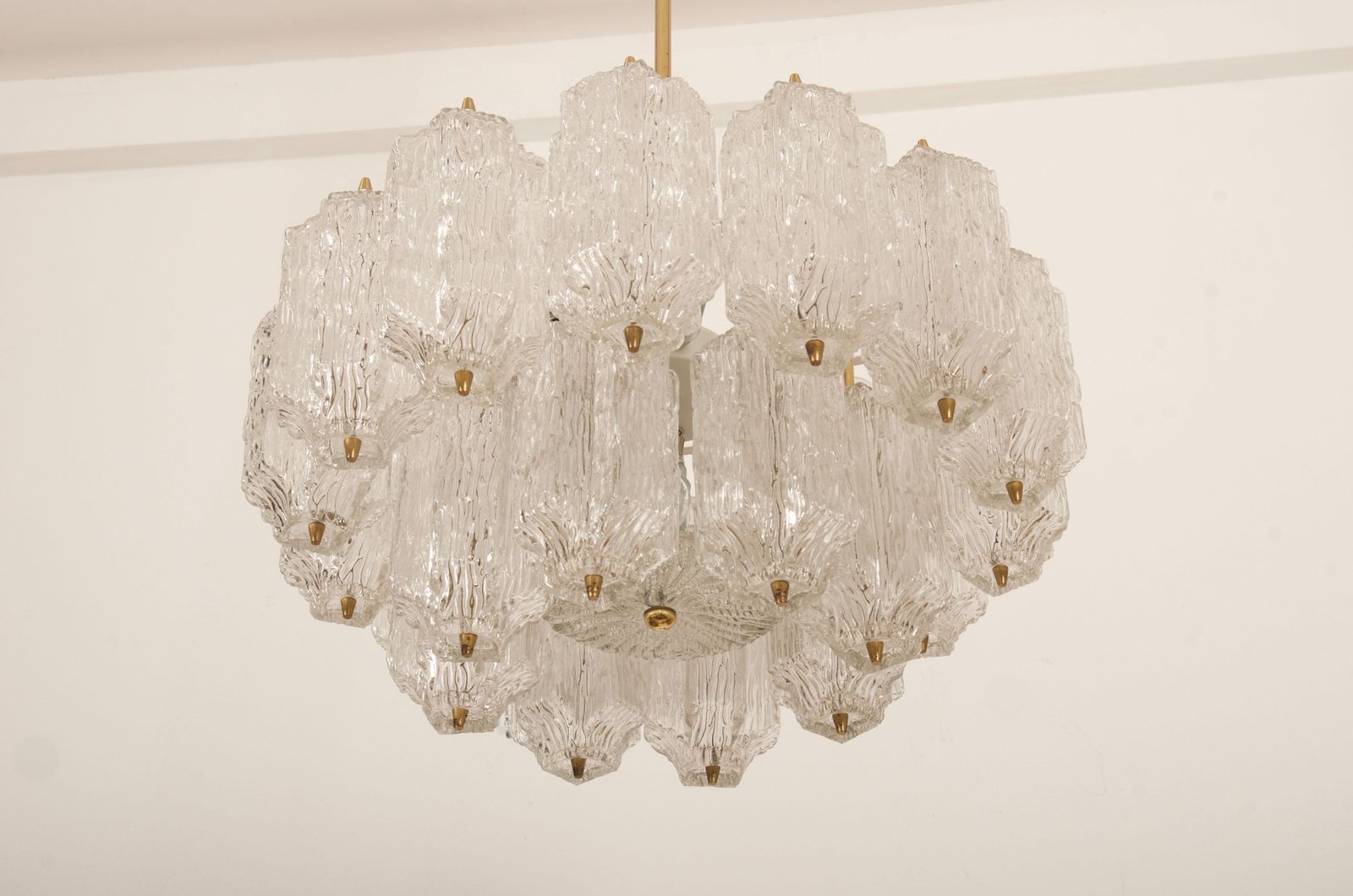 Mid Century Ice Glass Chandelier By Stoelzle Austria photo buy