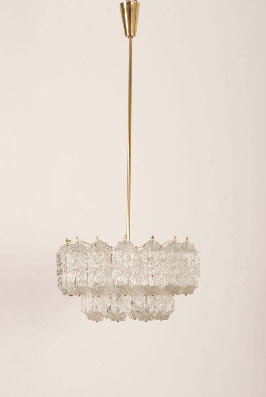 photo buy Mid Century Ice Glass Chandelier By Stoelzle Austria