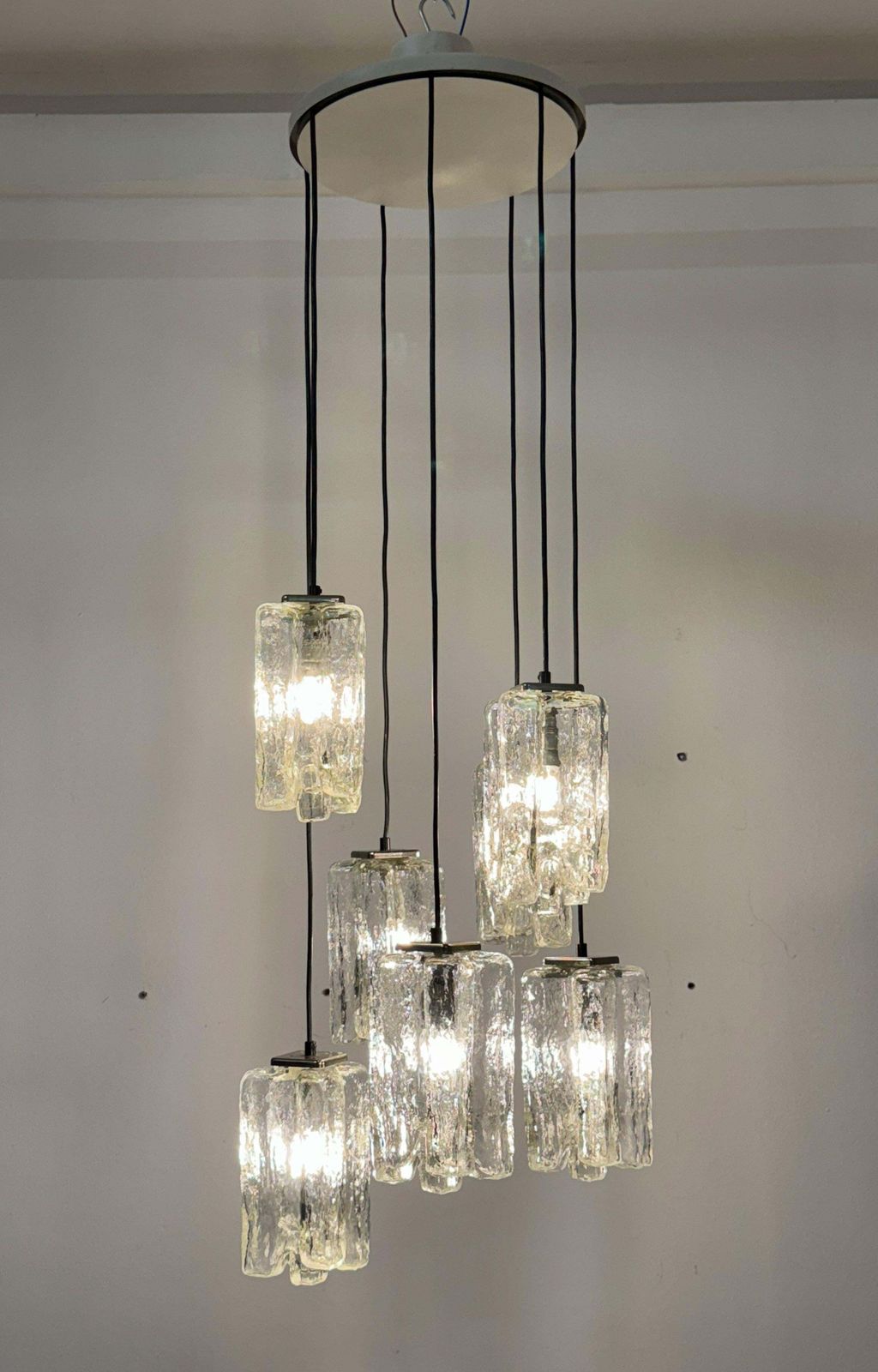 Large Ice Glass Granada Cascading Chandelier By Kalmar photo vinterior