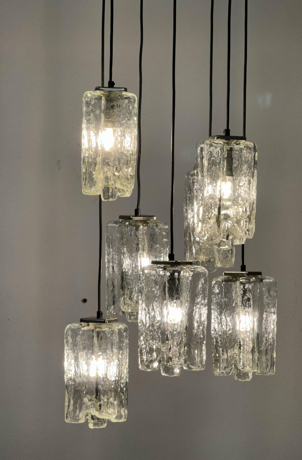 photo furniture Large Ice Glass Granada Cascading Chandelier By Kalmar