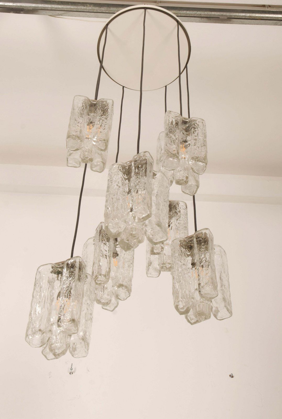 3005.0 Large Ice Glass Granada Cascading Chandelier By Kalmar photo