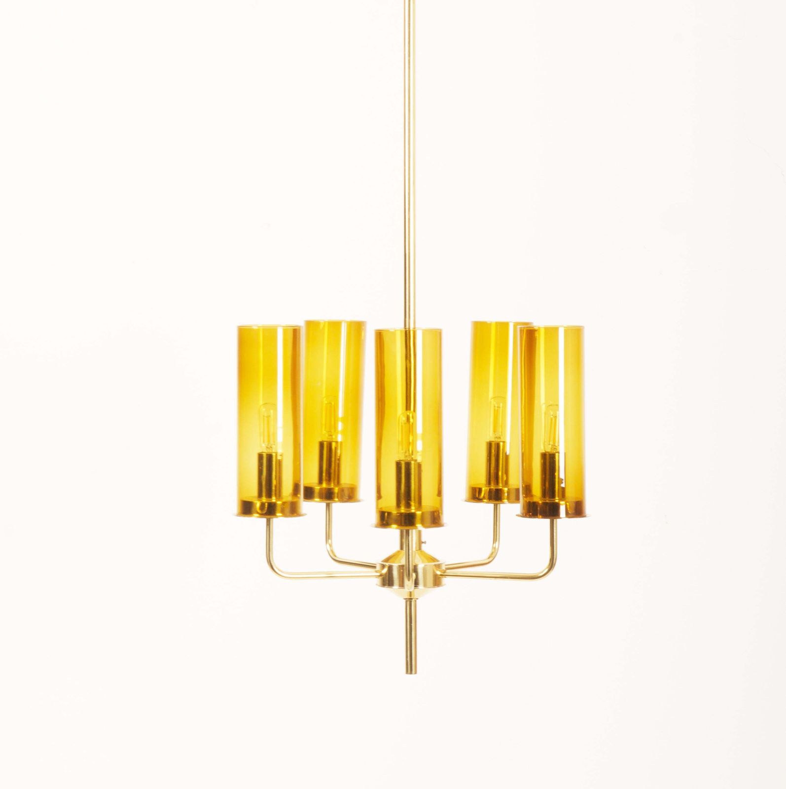Brass And Glass Tube Chandelier T434 5 Sonata By Hans Agne Jakobsson photo Lighting