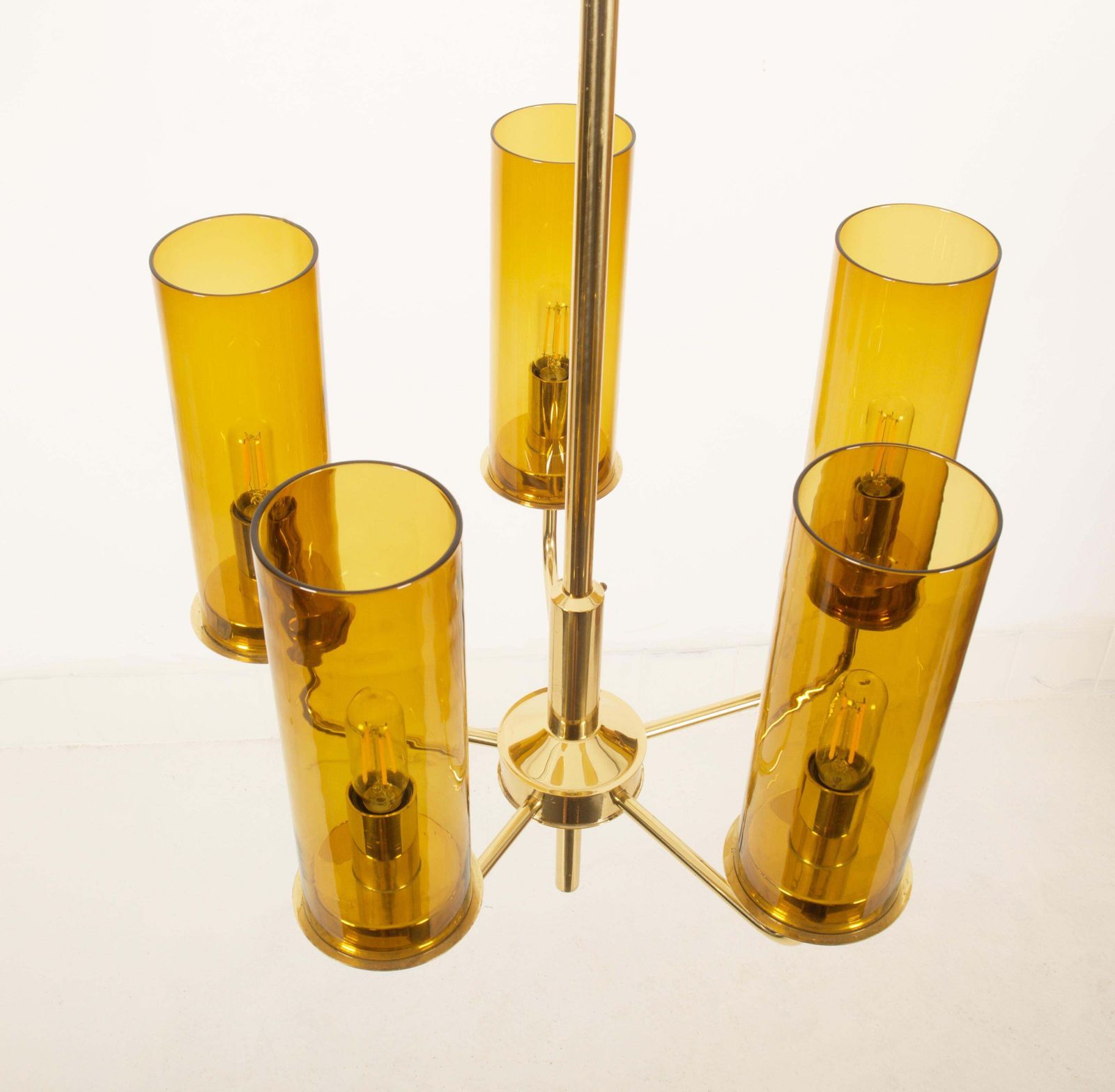 Brass And Glass Tube Chandelier T434 5 Sonata By Hans Agne Jakobsson photo vinterior