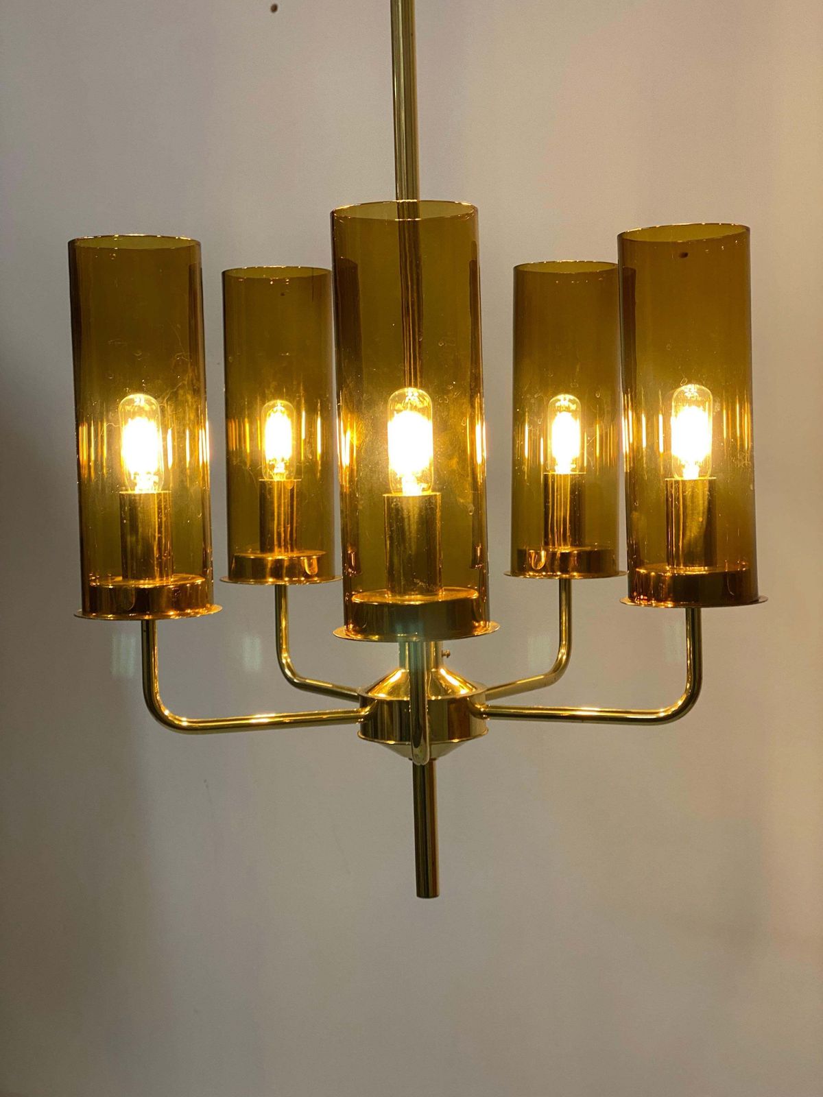 photo buy Brass And Glass Tube Chandelier T434 5 Sonata By Hans Agne Jakobsson
