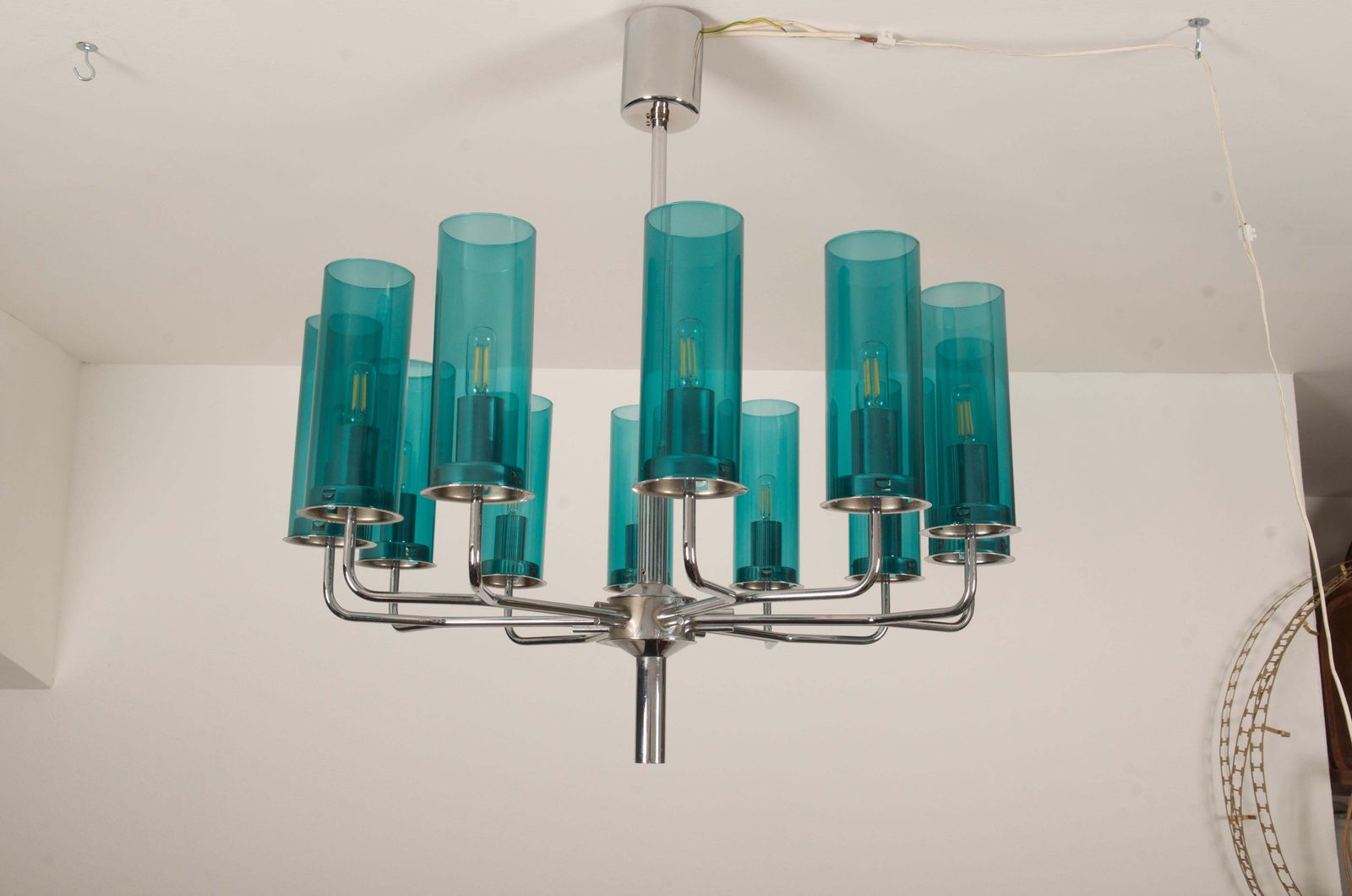 photo furniture Brass And Blue Glass Tube Chandelier T434 12 Sonata By Hans Agne Jakobsson