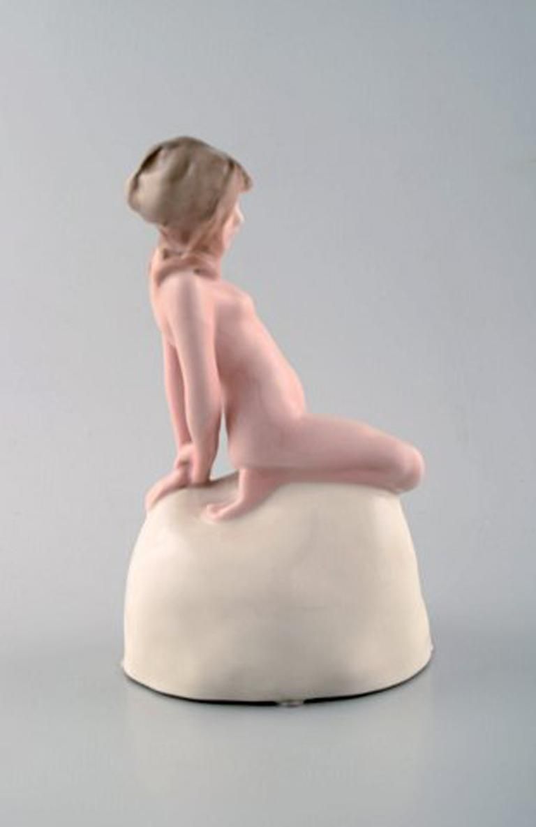 Vicken Von Post, Rörstrand, Rare Art Deco Figure In Porcelain, Young Nude Woman photo for sale