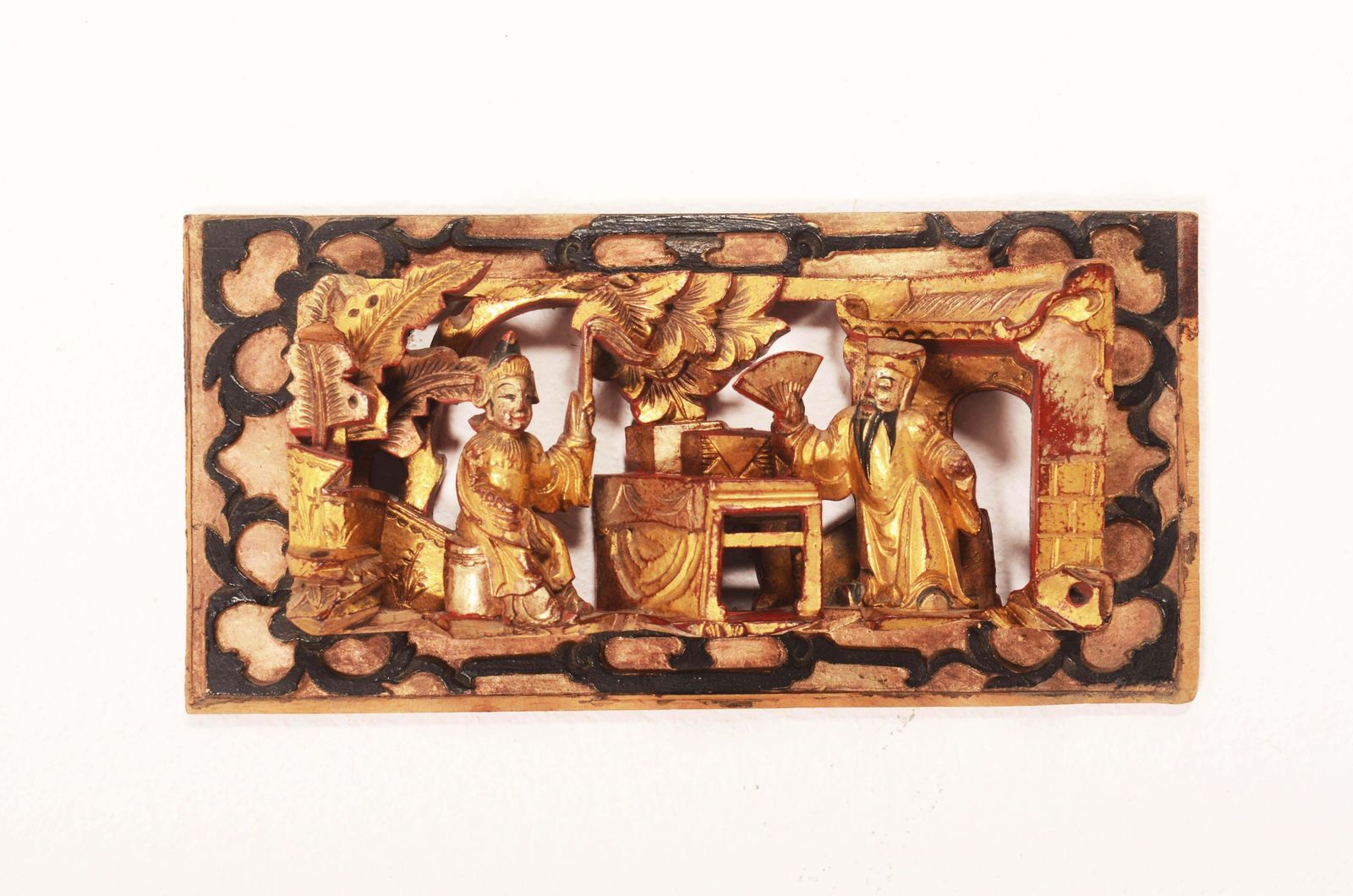 Chinese Carved Wooden Gilded Panel Wall Decoration photo furniture