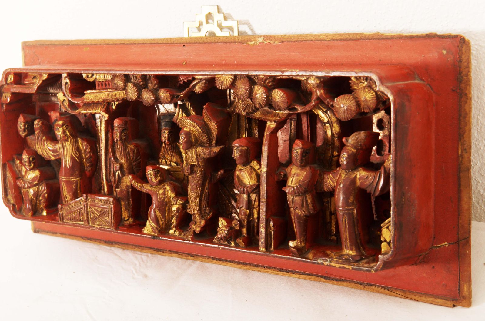 Chinese Carved Wooden Gilded Panel Wall Decoration photo Art