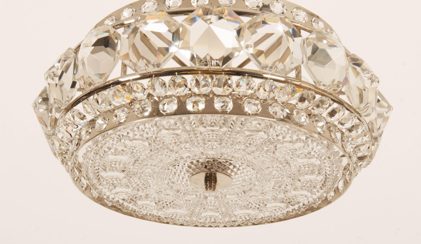Chromed Brass And Glass Chandelier By Orrefors From The 1960s photo Lighting