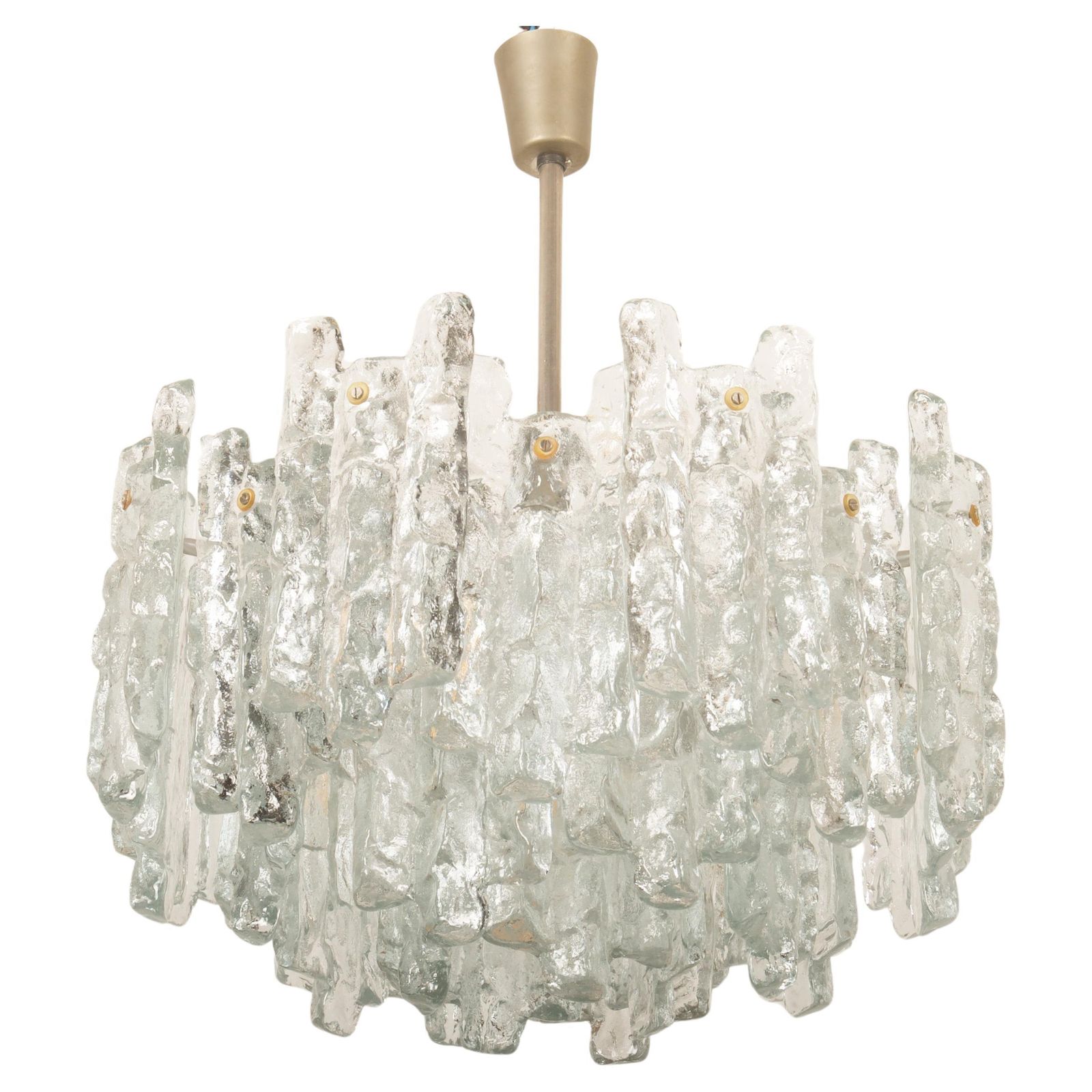 Impressive Austrian Kalmar "Fuente" Crystal Ice Glass Chandelier