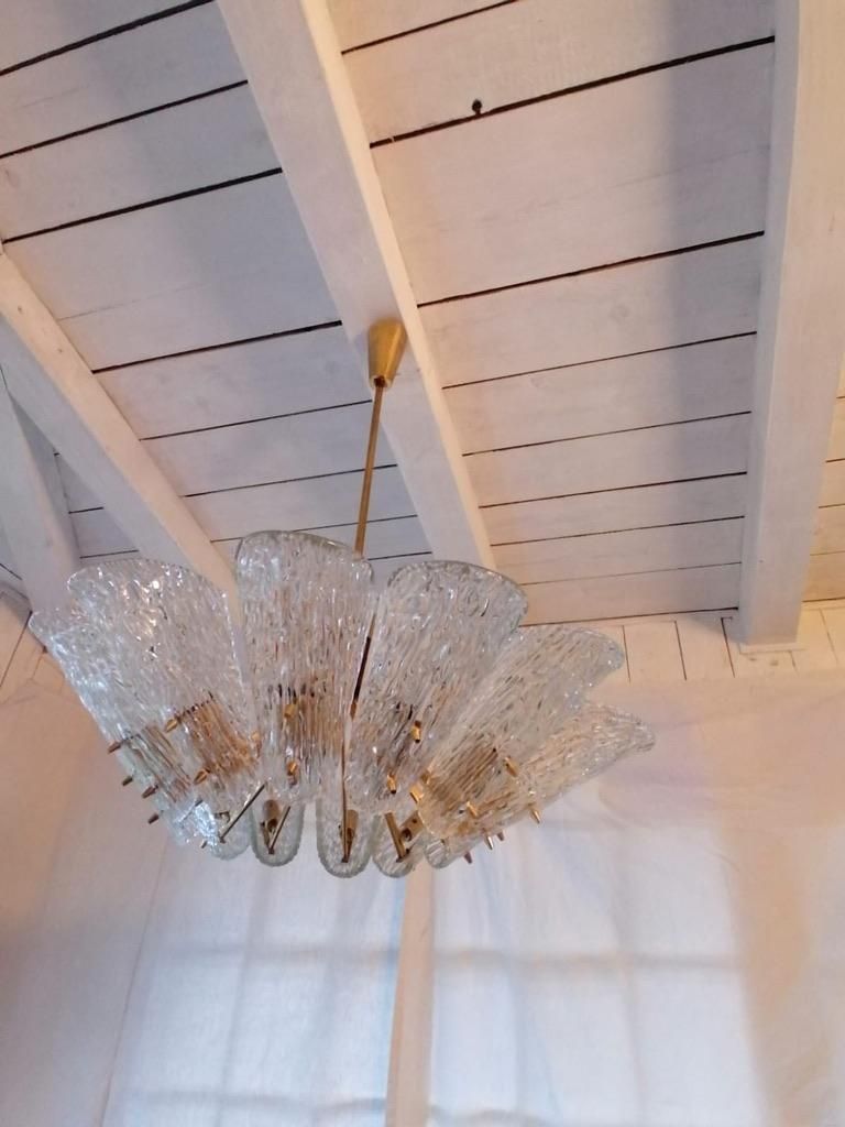 Beautiful Huge Chandelier With Textured Glass By J. T. Kalmar photo vinterior