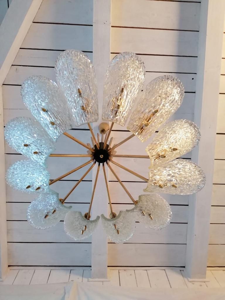 Beautiful Huge Chandelier With Textured Glass By J. T. Kalmar photo buy