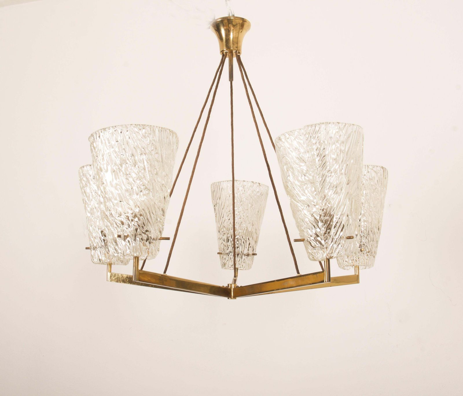 photo buy Austrian Brass Chandelier With Textured Glass By J. T. Kalmar