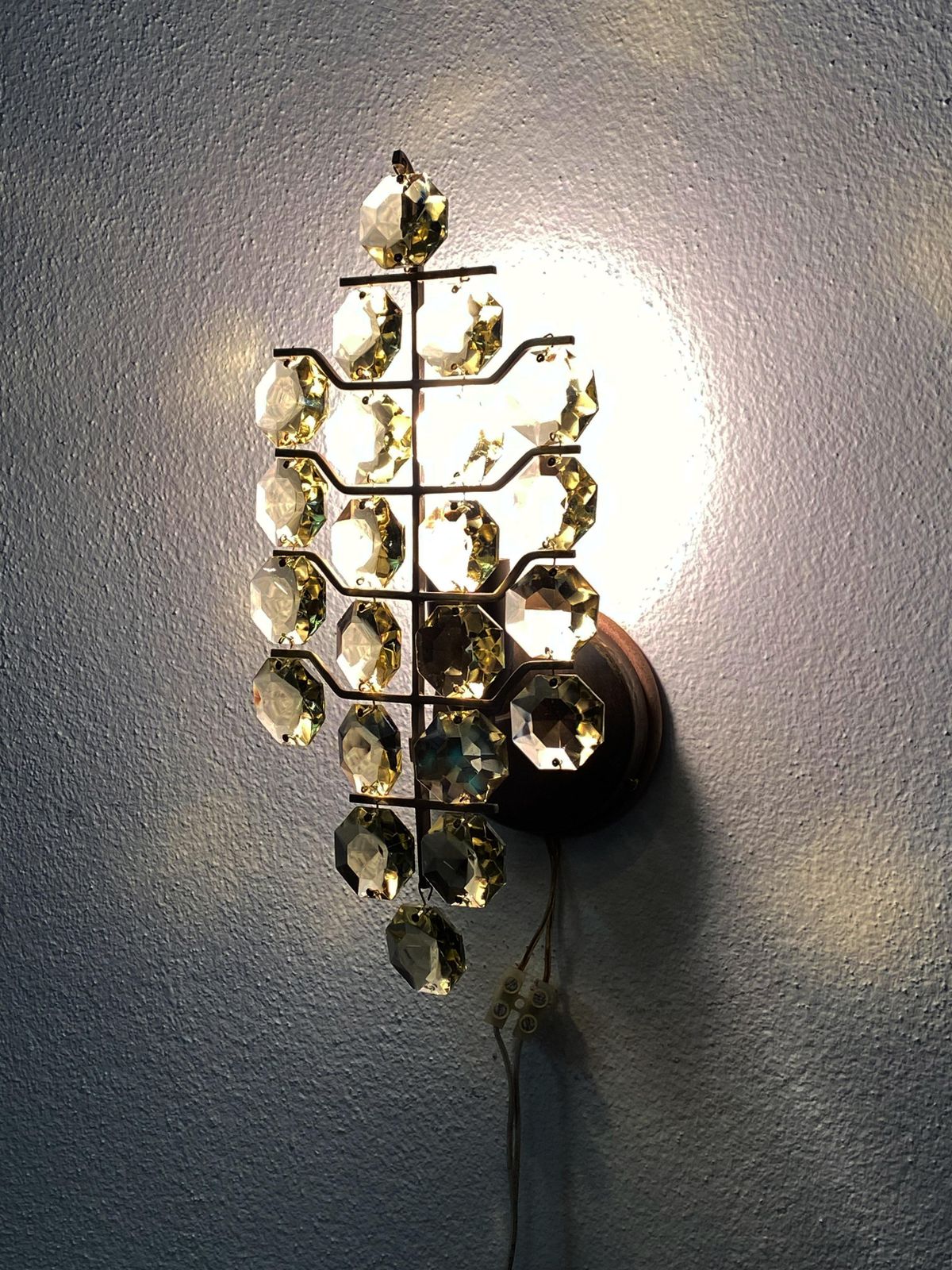 photo for sale A Pair Of Bakalowits Sconces Wall Lights, Brass Crystal Glass, 1960s