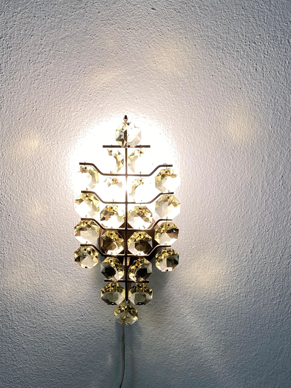 Lighting A Pair Of Bakalowits Sconces Wall Lights, Brass Crystal Glass, 1960s photo