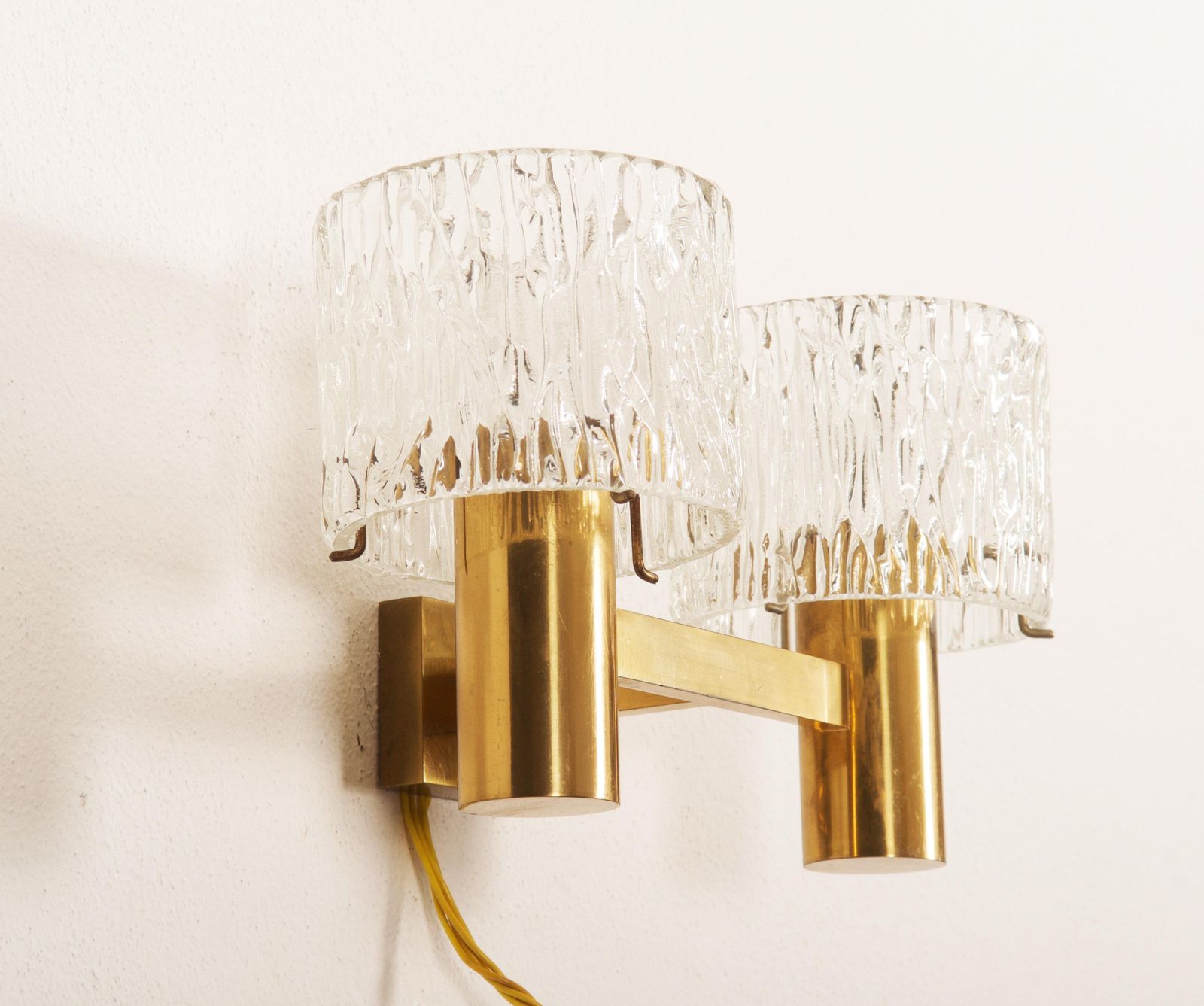 Brass And Crystal Wall Lamps Designed By Carl Fagerlund For Orrefors Set Of Two photo vinterior