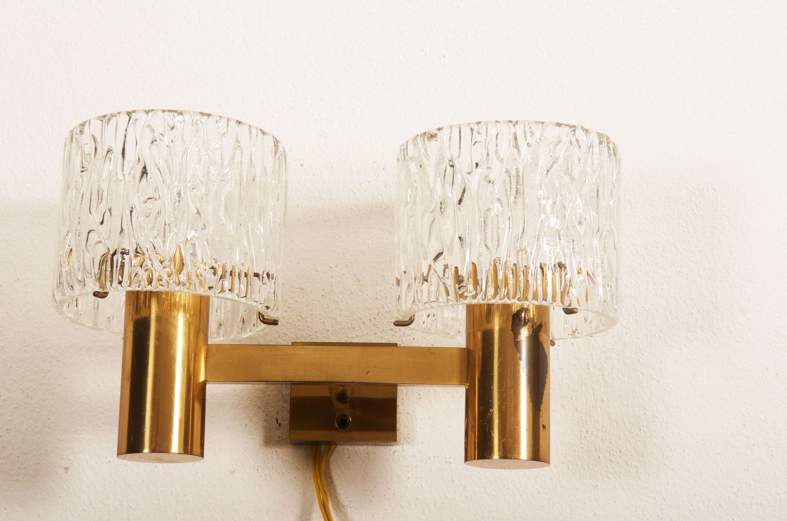 Brass And Crystal Wall Lamps Designed By Carl Fagerlund For Orrefors Set Of Two photo buy