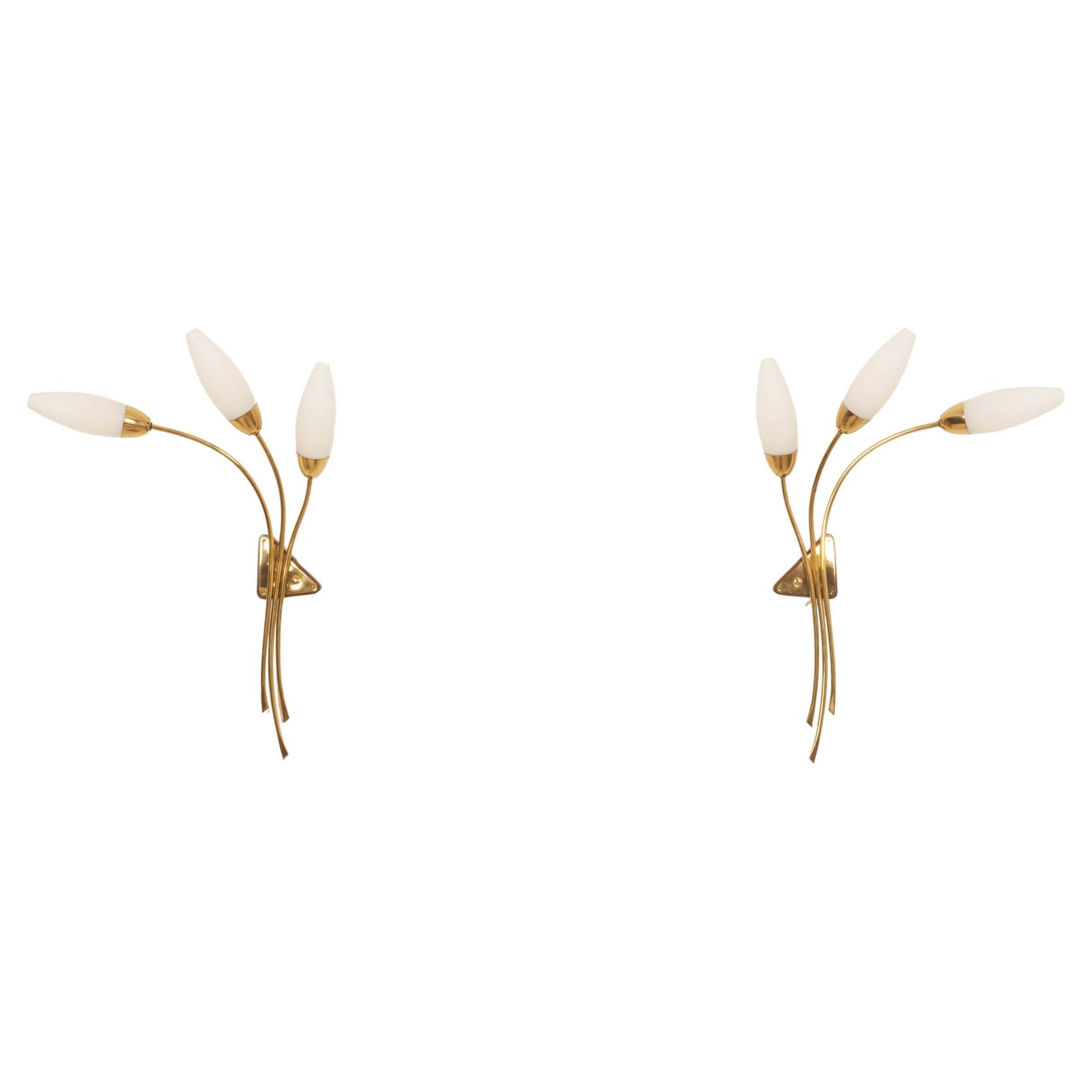 A Pair Of Brass Opaline Glass Sconce Wall Lamp By Rupert Nikoll